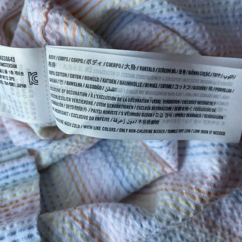 Abercrombie Seersucker Pride Rainbow Pastel Stripe Button Down Shirt, size XS - Picture 5 of 8